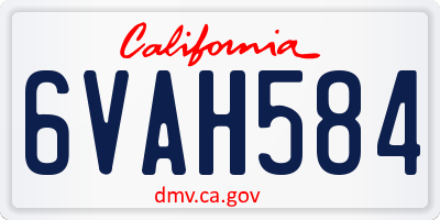 CA license plate 6VAH584