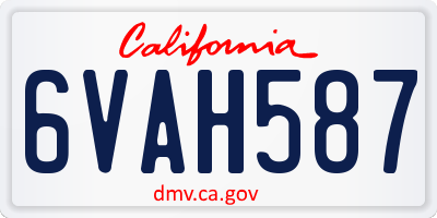 CA license plate 6VAH587