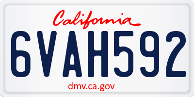 CA license plate 6VAH592