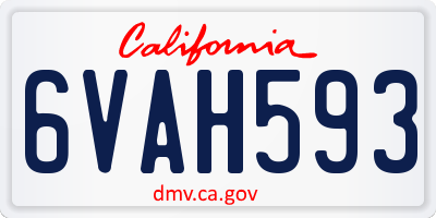CA license plate 6VAH593