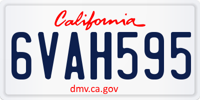 CA license plate 6VAH595