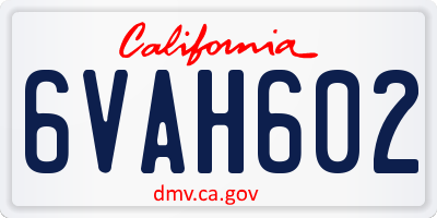 CA license plate 6VAH602