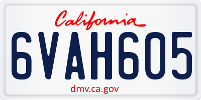 CA license plate 6VAH605