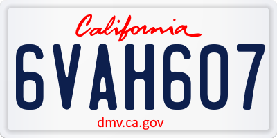 CA license plate 6VAH607