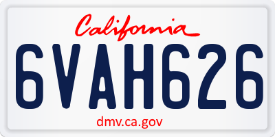 CA license plate 6VAH626