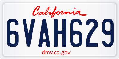 CA license plate 6VAH629