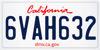 CA license plate 6VAH632