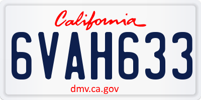 CA license plate 6VAH633