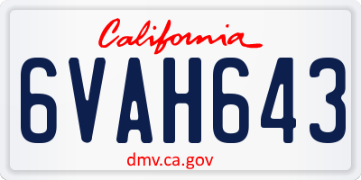 CA license plate 6VAH643