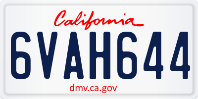 CA license plate 6VAH644