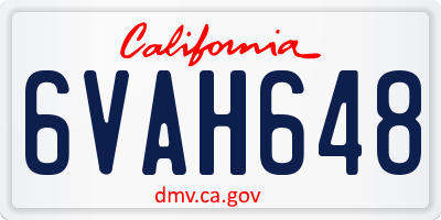 CA license plate 6VAH648