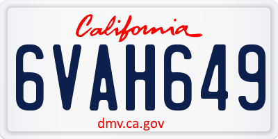 CA license plate 6VAH649