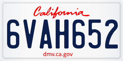 CA license plate 6VAH652