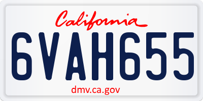CA license plate 6VAH655
