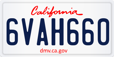 CA license plate 6VAH660