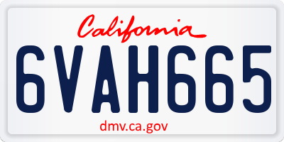 CA license plate 6VAH665