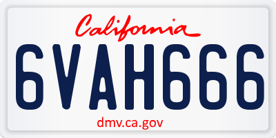CA license plate 6VAH666