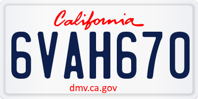CA license plate 6VAH670