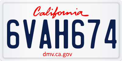 CA license plate 6VAH674