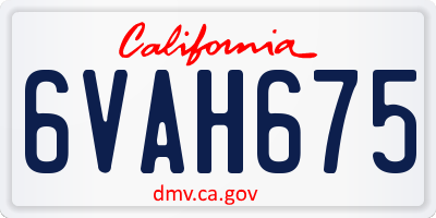 CA license plate 6VAH675