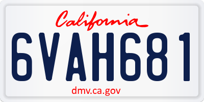 CA license plate 6VAH681