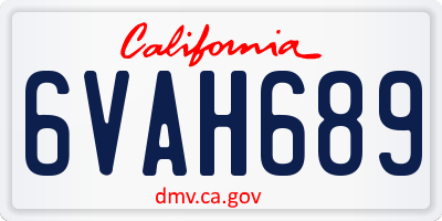 CA license plate 6VAH689