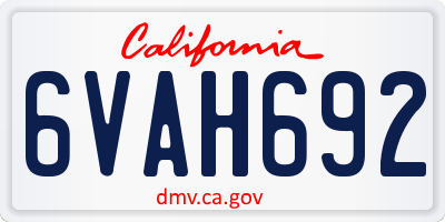 CA license plate 6VAH692