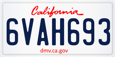 CA license plate 6VAH693