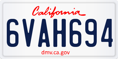 CA license plate 6VAH694