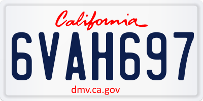 CA license plate 6VAH697
