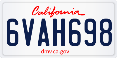 CA license plate 6VAH698