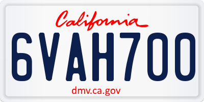 CA license plate 6VAH700