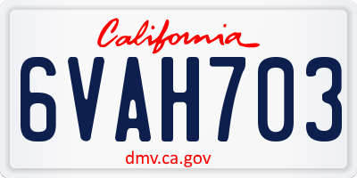 CA license plate 6VAH703