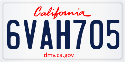 CA license plate 6VAH705