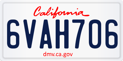 CA license plate 6VAH706
