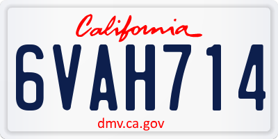 CA license plate 6VAH714