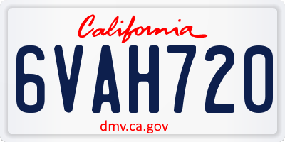 CA license plate 6VAH720