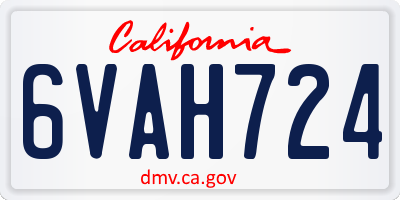 CA license plate 6VAH724