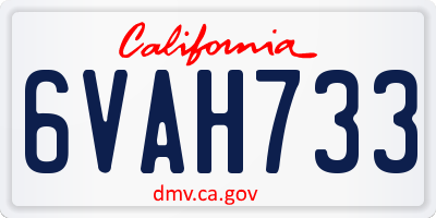CA license plate 6VAH733