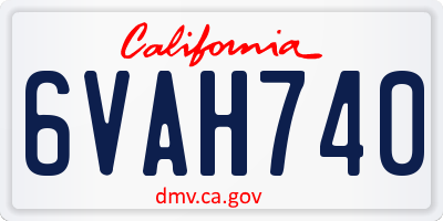 CA license plate 6VAH740