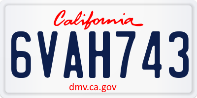 CA license plate 6VAH743