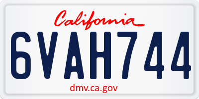 CA license plate 6VAH744