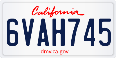 CA license plate 6VAH745