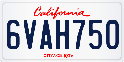 CA license plate 6VAH750