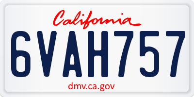 CA license plate 6VAH757