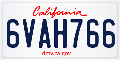 CA license plate 6VAH766