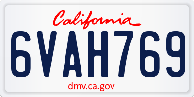CA license plate 6VAH769