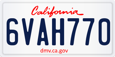 CA license plate 6VAH770