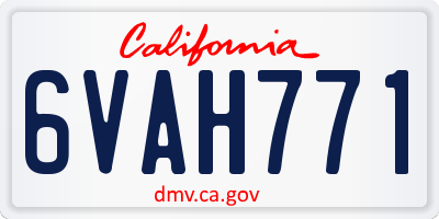 CA license plate 6VAH771