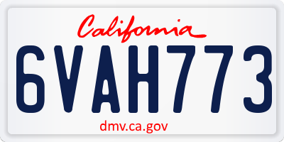CA license plate 6VAH773